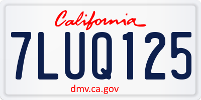 CA license plate 7LUQ125
