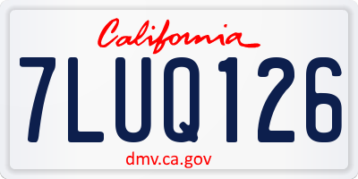 CA license plate 7LUQ126