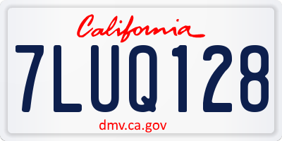 CA license plate 7LUQ128
