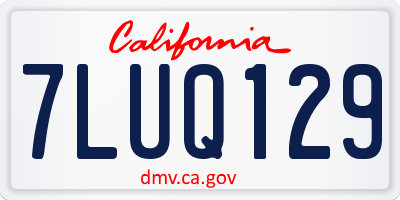 CA license plate 7LUQ129