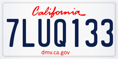 CA license plate 7LUQ133