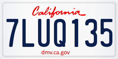 CA license plate 7LUQ135