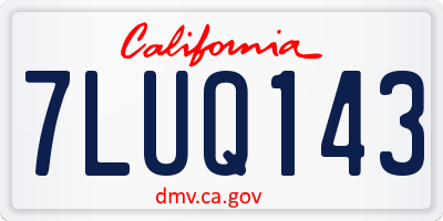 CA license plate 7LUQ143