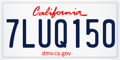 CA license plate 7LUQ150