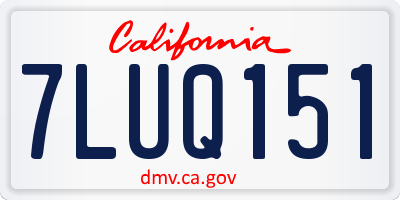 CA license plate 7LUQ151