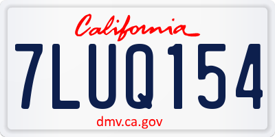CA license plate 7LUQ154