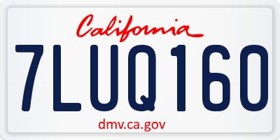 CA license plate 7LUQ160
