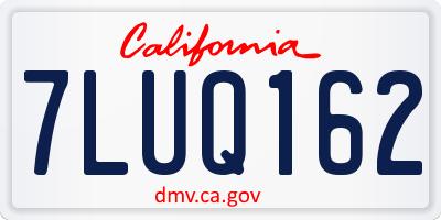 CA license plate 7LUQ162