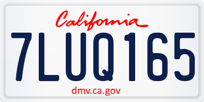 CA license plate 7LUQ165