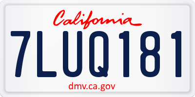 CA license plate 7LUQ181