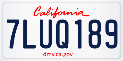 CA license plate 7LUQ189
