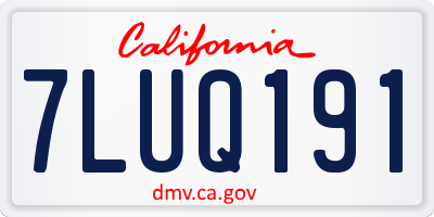 CA license plate 7LUQ191
