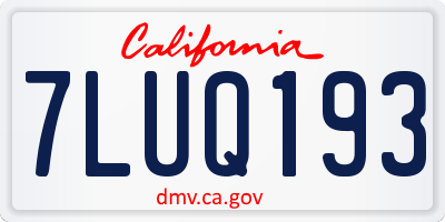 CA license plate 7LUQ193
