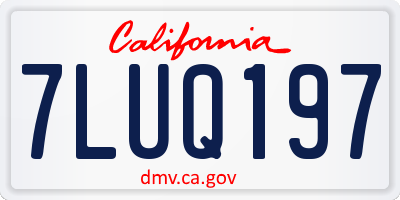 CA license plate 7LUQ197
