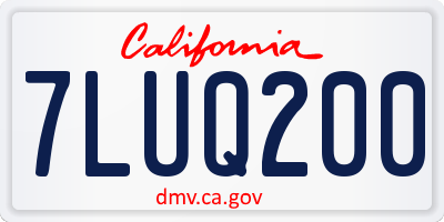 CA license plate 7LUQ200