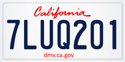 CA license plate 7LUQ201