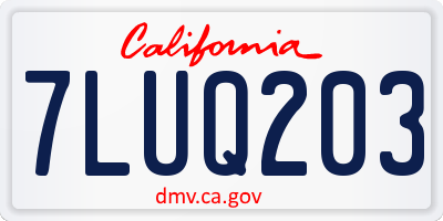 CA license plate 7LUQ203