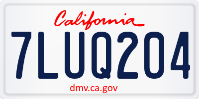 CA license plate 7LUQ204