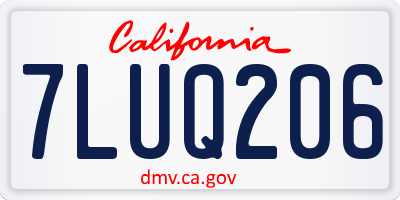 CA license plate 7LUQ206