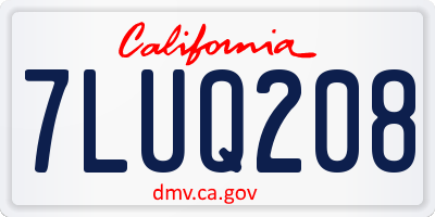 CA license plate 7LUQ208