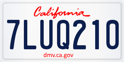 CA license plate 7LUQ210