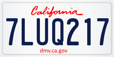 CA license plate 7LUQ217