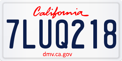 CA license plate 7LUQ218