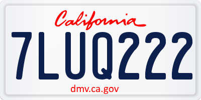 CA license plate 7LUQ222