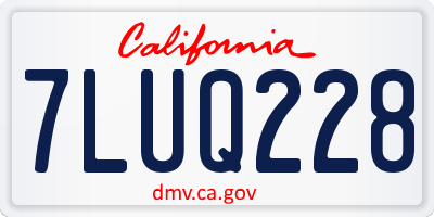CA license plate 7LUQ228