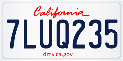 CA license plate 7LUQ235