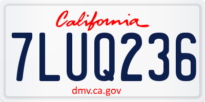 CA license plate 7LUQ236