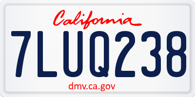 CA license plate 7LUQ238