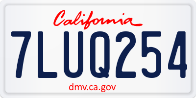 CA license plate 7LUQ254