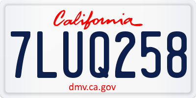 CA license plate 7LUQ258