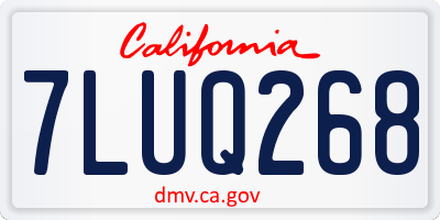 CA license plate 7LUQ268