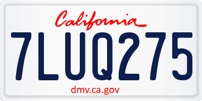 CA license plate 7LUQ275
