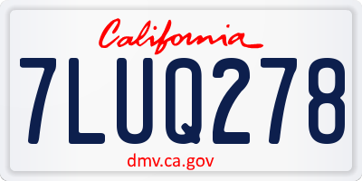 CA license plate 7LUQ278