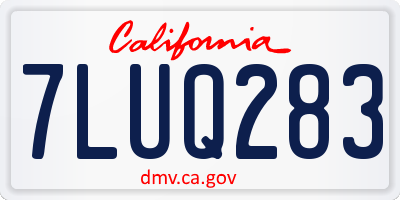 CA license plate 7LUQ283