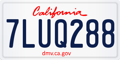 CA license plate 7LUQ288