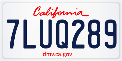 CA license plate 7LUQ289