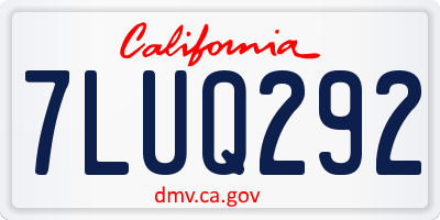 CA license plate 7LUQ292
