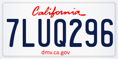CA license plate 7LUQ296