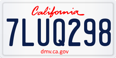 CA license plate 7LUQ298