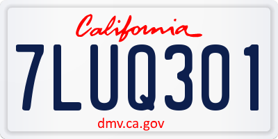 CA license plate 7LUQ301
