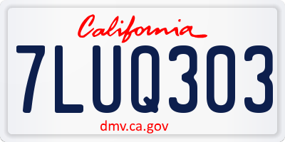 CA license plate 7LUQ303