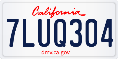 CA license plate 7LUQ304