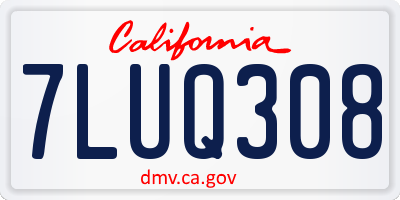CA license plate 7LUQ308