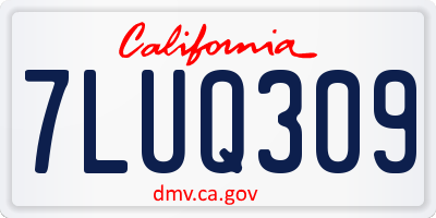 CA license plate 7LUQ309