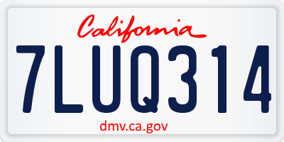 CA license plate 7LUQ314