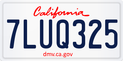 CA license plate 7LUQ325